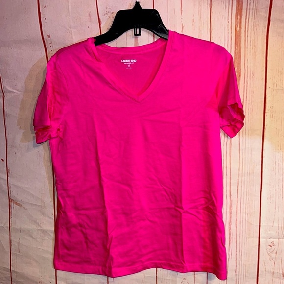Lands' End Tops - Relaxed Supima Cotton Short Sleeve V-Neck T-Shirt